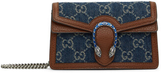 Gucci Blue Denim Super Mini GG Supreme Dionysus Bag