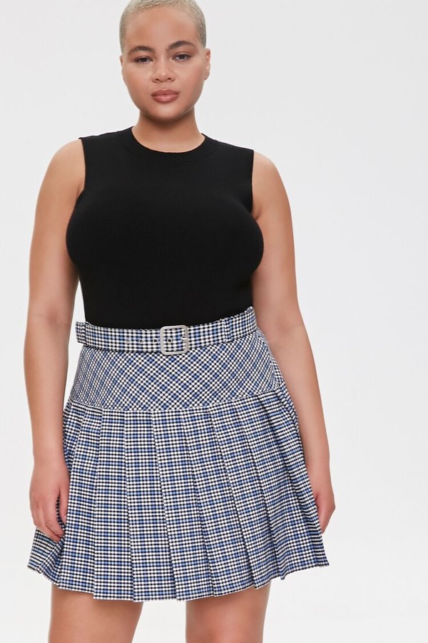 plus size plaid mini skirts