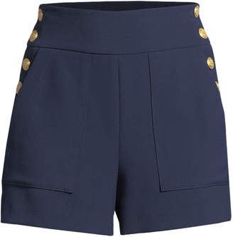 Alice + Olivia Donald High-Waist Side-Button Woven Shorts