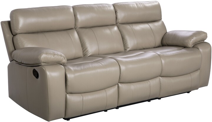 abbyson clayton beige top grain leather reclining sofa