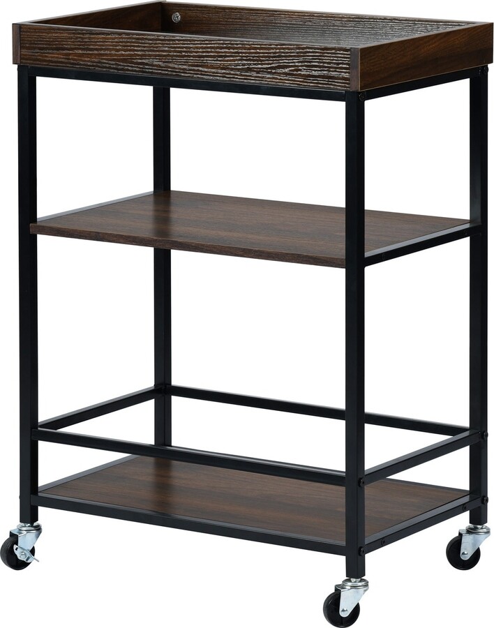 GREATPLANINC Kitchen Bar Cart Wood Kitchen Island Cart with Tray Box