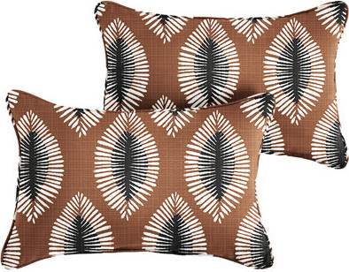 Mozaic Company Hayden Sunstone Indoor/Outdoor Geometric Brown/Black Rectangular Lumbar Cushion Cover