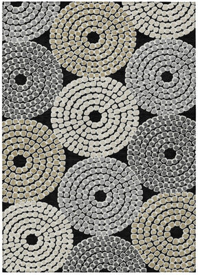 HomeRoots 9' X 12' Black Gray And Beige Geometric Washable Indoor Outdoor Area Rug