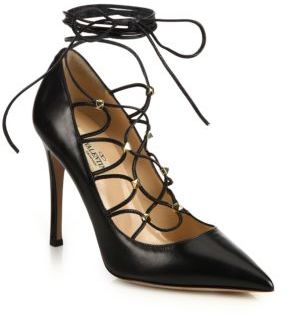 Valentino Leather Lace-Up Pumps
