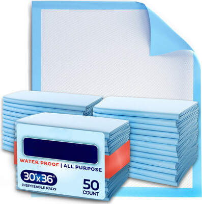 Archie & Oscar Chucks Pads Disposable 30X36 Underpads [50-Pack] Incontinence Chux Pads Absorbent Fluff Protective Bed Pads - Extra Large Pee Pads For Kids, Adults &