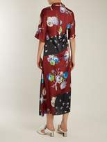 Thumbnail for your product : Acne Studios Dilona Floral Print Satin Dress - Womens - Burgundy Multi