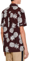 Thumbnail for your product : Valentino Pineapple-Print Short-Sleeve Popover Shirt, Burgundy