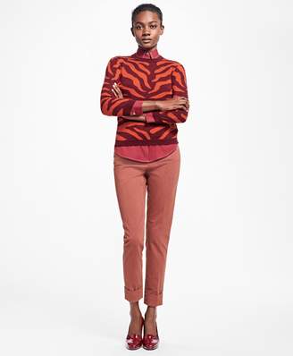 Brooks Brothers Zebra Intarsia Silk-Cashmere Wool Sweater