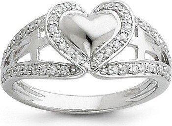 Black Bow Jewelry Co. BlackBowJewelryRhodiumPlatedSterlingSilver&CZPureHeartTaperedRingSize7