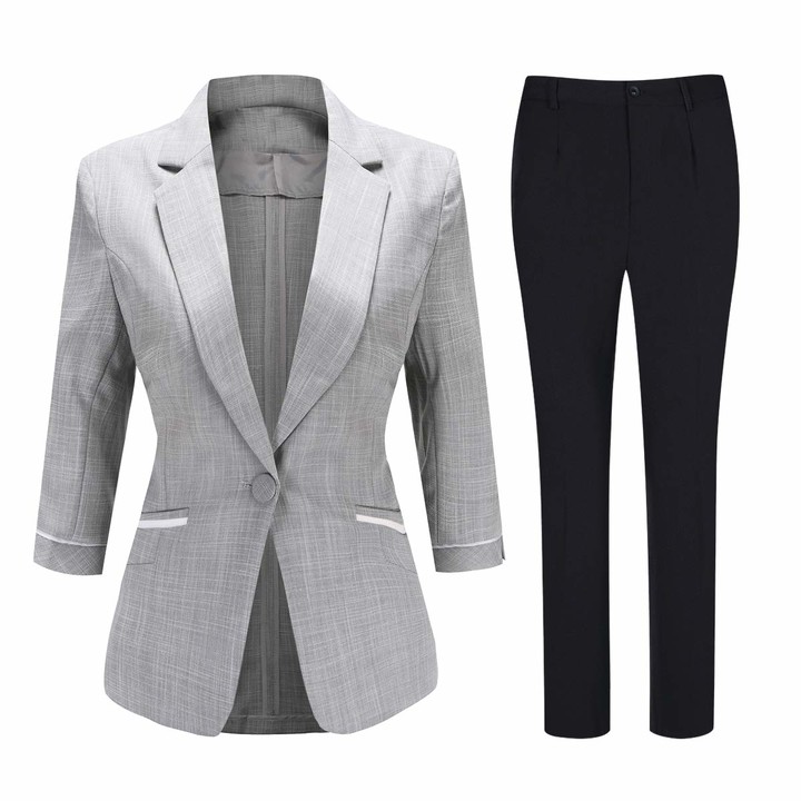 Suits & Blazers YYNUDA Women 2 Piece One Button Suit Business 3/4 ...