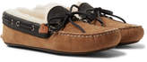 Thumbnail for your product : Quoddy Fireside Leather-Trimmed Shearling-Lined Suede Slippers
