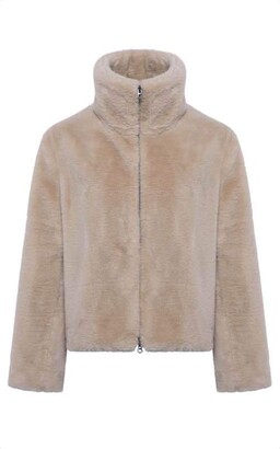 French Connection Buona Faux Fur High Neck Jacket