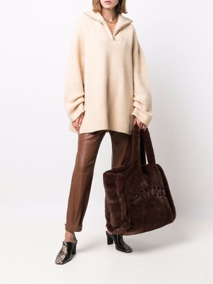 Nude Faux-Leather Slip-On Trousers