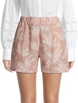 Thumbnail for your product : 120% Lino Elastic Waist Embossed Floral Shorts