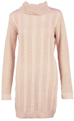 boohoo Roll Neck Cable Knitted Dress
