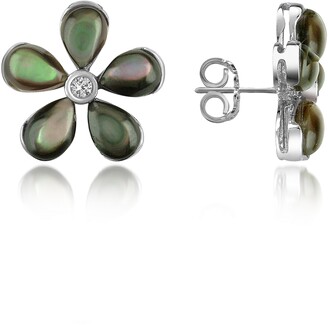 Del Gatto Diamond Gemstone Flower 18K Gold Earrings