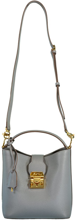 pewter leather handbag