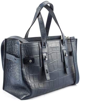 Orciani Blue Embossed Leather Bag