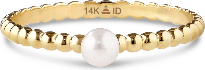 DEVATA Freshwater Pearl Beaded Ball Ring in 14K Gold 3mm