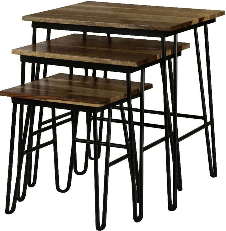 Coaster Fine Furniture Coaster Nayeli 3-Piece Wood Nesting Table with Hairpin Legs in Natural/Black