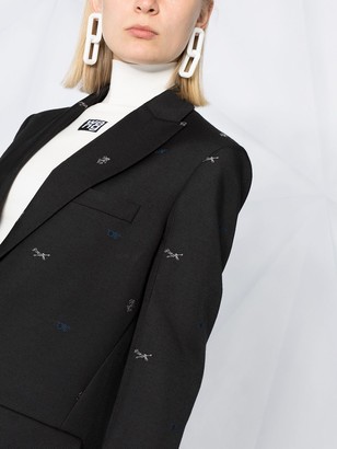 Off-White Embroidered Single-Breasted Blazer