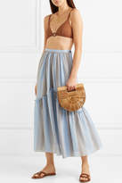 Thumbnail for your product : Leila Three Graces London Striped Cotton-gauze Midi Skirt
