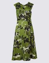Thumbnail for your product : Marks and Spencer Linen Rich Printed Skater Midi dress