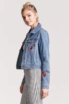 Thumbnail for your product : Forever 21 Embroidered Cherry Denim Jacket