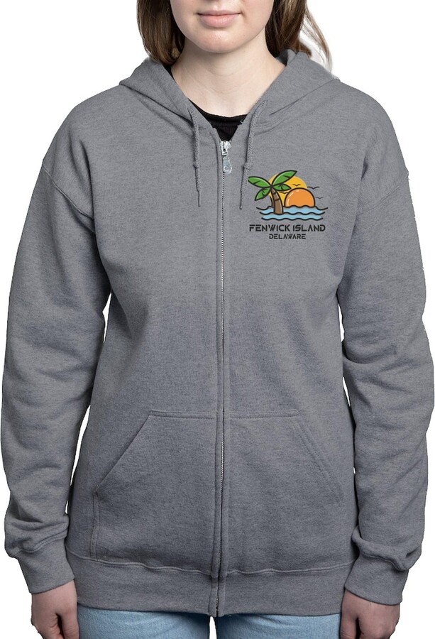 CafePress Delaware Fenwick Island Sweatshirt Women's Zip-up Hooded Sweatshirt Graphite Gray
