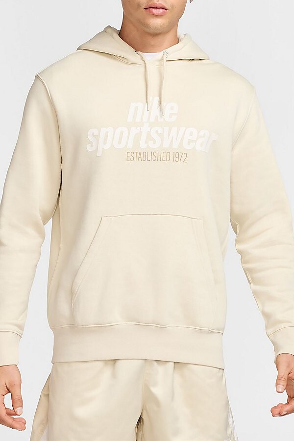 Nike Sportswear Club Graphic Hoodie Sweatshirt in Light Khaki