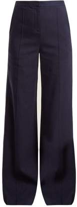 Diane von Furstenberg High-rise Wide-leg Crepe Trousers - Womens - Navy