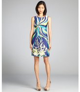 Thumbnail for your product : Julie Brown JB by navy, green and yellow print jersey 'Tatum' shift dress