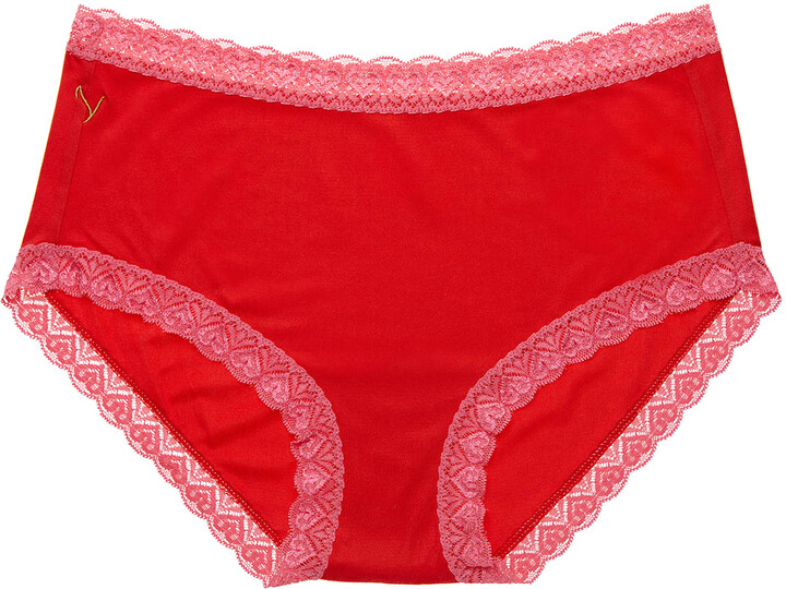 Date Night Lingerie Lace Trim Coral Modal Blend Bikini ~ Panty 