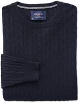 Thumbnail for your product : Navy Cotton Cashmere Cable Crew Neck Cotton/Cashmere Sweater Size Large by Charles Tyrwhitt