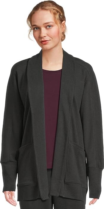 Pact Airplane Wrap Cardigan Women's Sweater Charcoal Heather : XS, Cotton