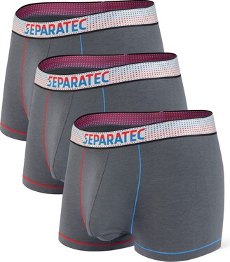 Separatec Men's Sport Boxers Dry Fastly Stretch Performance Underwear  Trunks Dual Pouch Fly 3 Pack