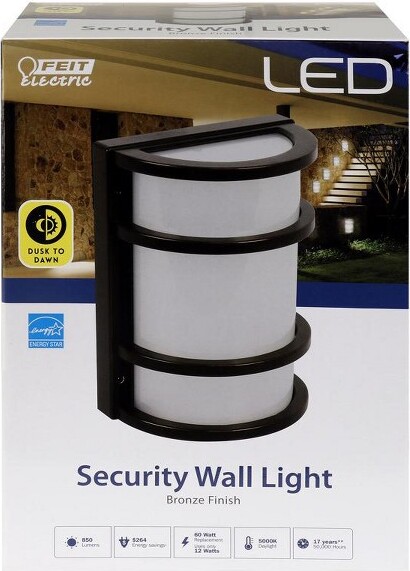 Feit FeitElectricDusktoDawnHardwiredLEDBronzeSecurityWallLight