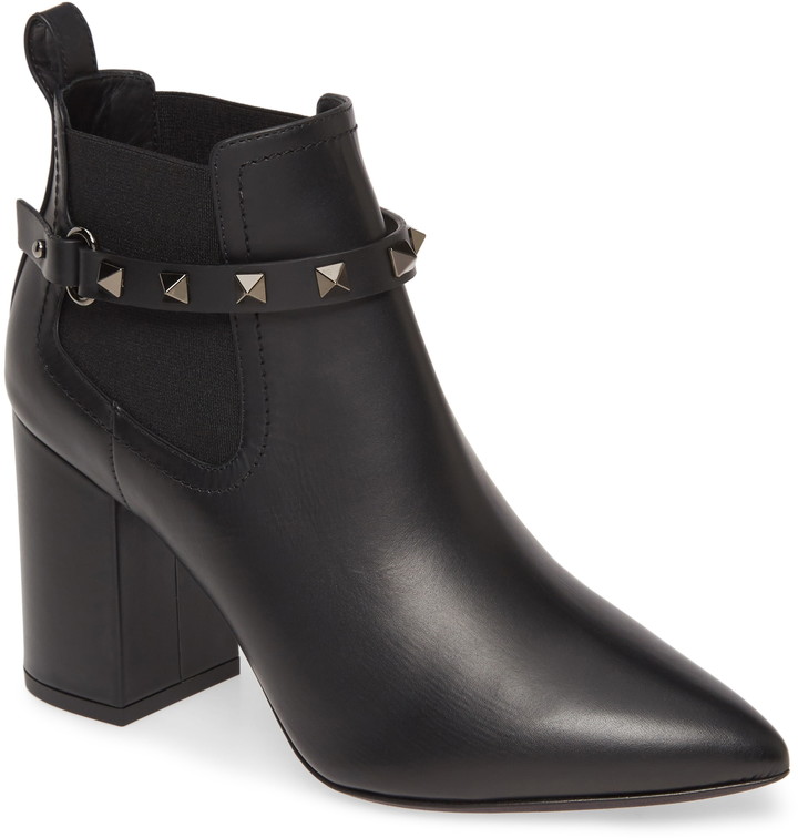 valentino rockstud block heel bootie