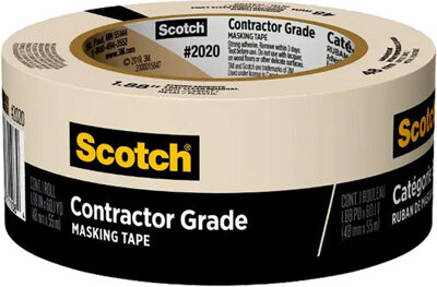 FixtureDisplays 3M 2020-48TR-BK 1.88" X 60.1Yd (48Mm) Scotch Contractor Grade Masking Tape Bulk (24/Pk)