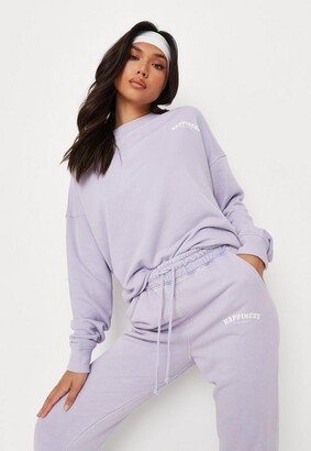 Missguided Lilac Happiness Graphic Oversized Sweatshirt - ShopStyle