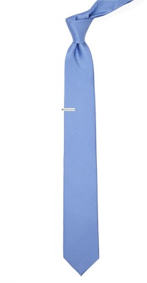 Tie Bar Sound Wave Herringbone Light Blue Tie