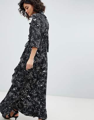 Vero Moda Star Print Wrap Maxi Dress