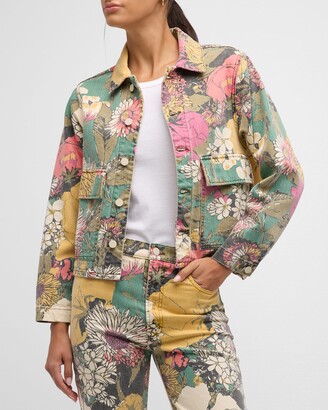 Lelis Women's Beautiful Blooms Floral Printed Denim Jacket