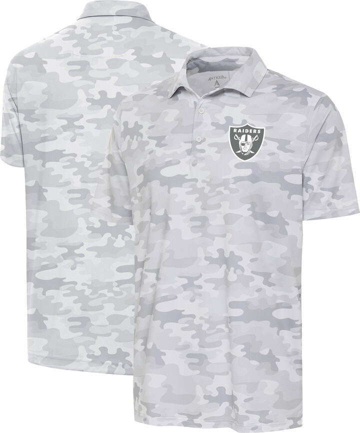 Antigua Men's White Las Vegas Raiders Anthracite Logo Collide Polo