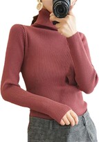 Thumbnail for your product : Wkd Thvb wkd-thvb Women's Sweaters Autumn Winter Turtleneck Long Sleeve Knitted Jumper Slim Elasticity Pullover Sweater Light Apricot S