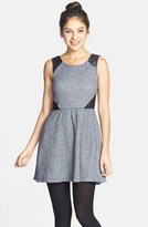 Thumbnail for your product : Socialite Faux Leather Insert Skater Dress (Juniors) (Online Only)