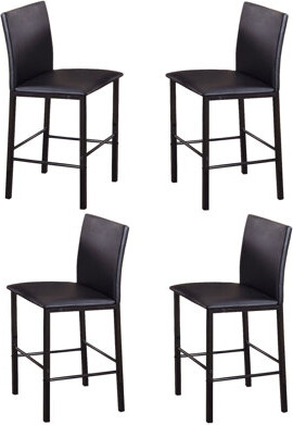Latitude Run Counter Height Dining Chairs (4) - Black Metal Base, Dark Brown Faux Leather Upholstery 4 For Metal, Back And Seat Pad Covering