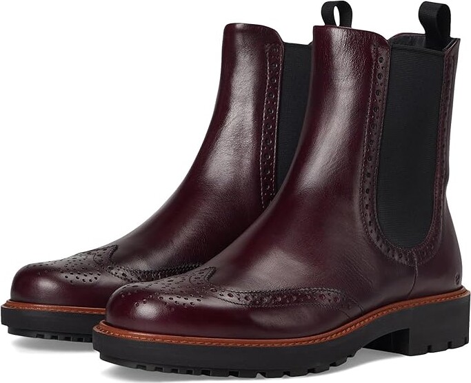 ECCO Metropole Oslo Chelsea Wingtip Boots Women's Boots Dark Ruby : EU 35 (US Women's 4-4.5) M, Leather