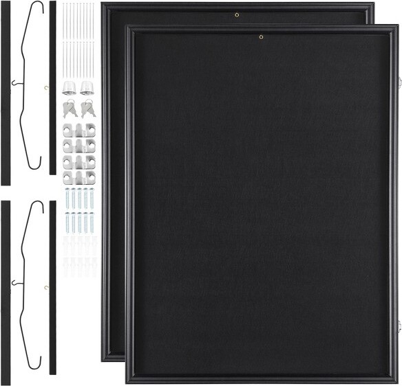 VEVOR2PCsJerseyDisplayFrameCase,23.3x31.2x1.5in,LargeLockableSportJerseyShadowBoxwith98%UVProtectionPCGlassandHangers,Black