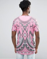 Thumbnail for your product : Jaded London Longline T-Shirt With All Over Kaleidascope Print